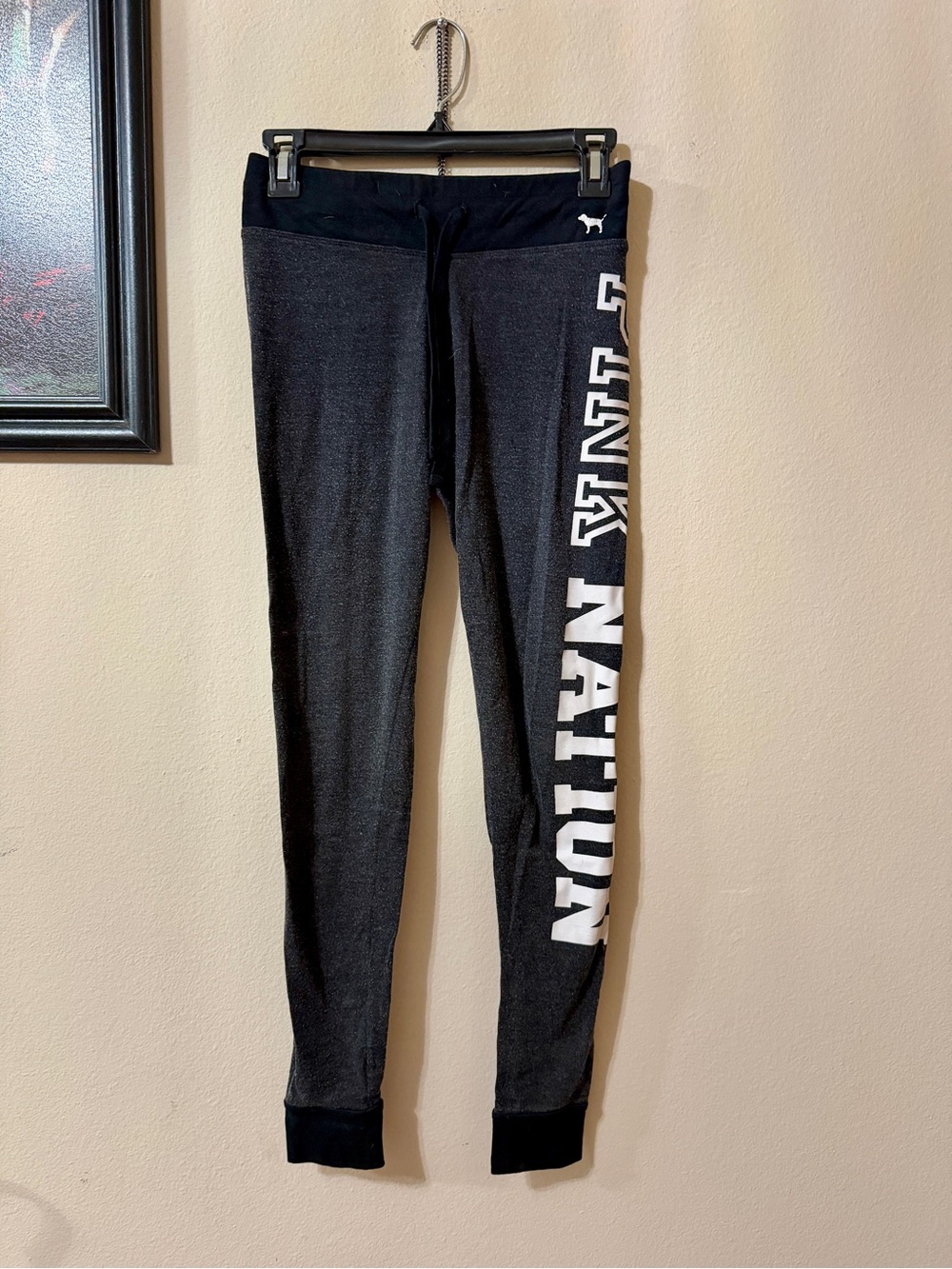 Victoria's Secret Pink Yoga Black & Charcoal Logo Leggings